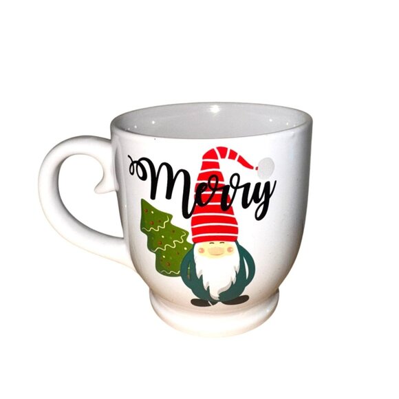 Ceramic Christmas Mug With Gnome & Merry Print - Picture 1 of 4